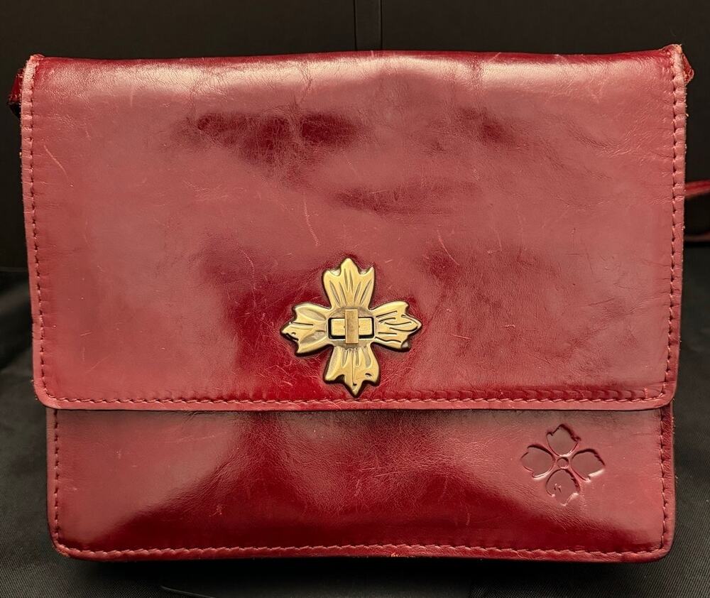 VTG Patricia Nash Consilina Crossbody Organizer Bag rich burgundy red 9.25x7x3”